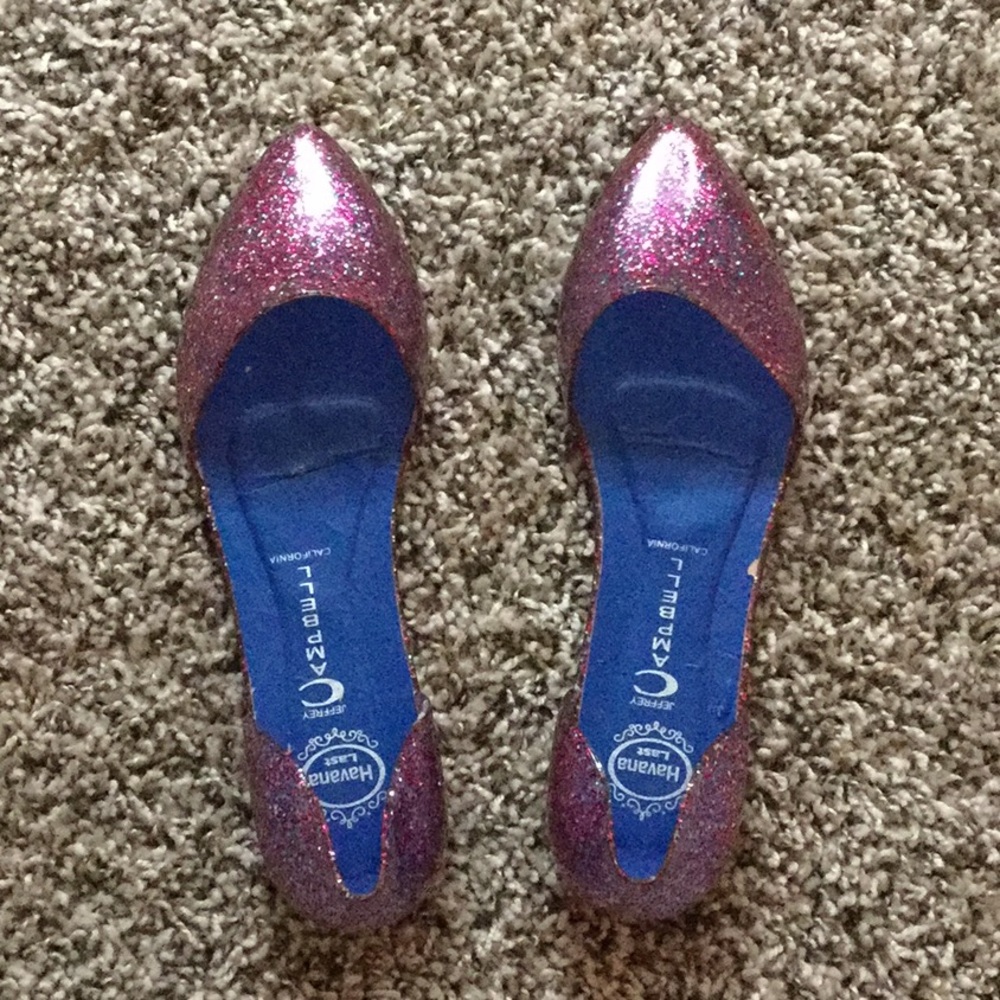 Jeffery Campbell pink glitter jellies